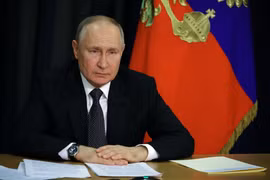 Tổng thống Nga Vladimir Putin phát biểu tại cuộc họp ở Moskva. (Ảnh: AFP/TTXVN)
