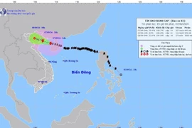 Hướng di chuyển của bão số 3. (Ảnh: TTXVN phát)