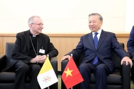 Tổng Bí thư, Chủ tịch nước Tô Lâm gặp Thủ tướng Tòa thánh Vatican, Hồng y Pietro Parolin. (Ảnh: Lâm Khánh/TTXVN)