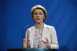 Chủ tịch đắc cử Ủy ban châu Âu (EU) Ursula von der Leyen trong một cuộc họp báo tại Berlin, Đức. (Ảnh: THX/TTXVN)