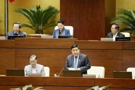 Bộ trưởng Bộ Kế hoạch và Đầu Tư Nguyễn Chí Dũng giải trình làm rõ vấn đề đại biểu Quốc hội nêu. (Ảnh: Phương Hoa/TTXVN)