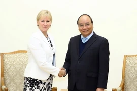 Thủ tướng Nguyễn Xuân Phúc tiếp Bộ trưởng Ngoại giao Thuỵ Điển Margot Wallstrom. (Ảnh: Thống Nhất/TTXVN)