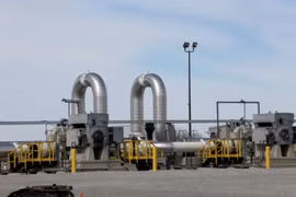 Đường ống dẫn dầu Keystone tại thành phố Steele, Nebraska, Mỹ. (Nguồn: Reuters/TTXVN)
