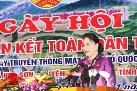 Chủ tịch Quốc hội Nguyễn Thị Kim Ngân phát biểu tại Ngày hội. (Ảnh: Trọng Đức/TTXVN)