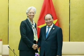 Thủ tướng Nguyễn Xuân Phúc tiếp Tổng Giám đốc IMF Christine Lagarde. (Nguồn: TTXVN)