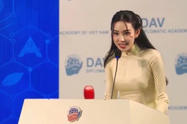 Gương mặt Việt Nam tiêu biểu 2021 Nguyễn Thúc Thùy Tiên vừa tham dự chương trình đối thoại giữa Tổng Thư ký ASEAN với thanh niên ASEAN. (Ảnh: CTV/Vietnam+)