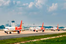 Máy bay của hãng hàng không Vietjet Air tại một sân bay. (Ảnh: CTV/Vietnam+)