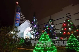 Nhà thờ được trang hoàng rực rỡ đón Giáng sinh 2013. (Nguồn: TTXVN)