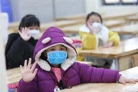 Học sinh trường Tiểu học Đa Tốn, huyện Gia Lâm (Hà Nội) ngày đầu tới lớp. (Ảnh: Thanh Tùng/TTXVN)