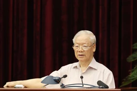 Tổng Bí thư Nguyễn Phú Trọng, Trưởng Ban Chỉ đạo Trung ương về phòng, chống tham nhũng, tiêu cực phát biểu chỉ đạo hội nghị. (Ảnh: Phương Hoa/TTXVN)