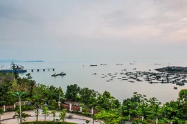 Một góc bến thuyền trên xã đảo Nghi Sơn và khu vực cầu cảng nước sâu Nghi Sơn, Thanh Hóa.(Ảnh: Trọng Đạt/TTXVN) 