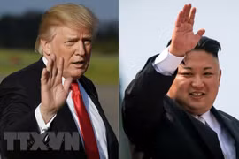 Tổng thống Donald Trump (trái) với nhà lãnh đạo Triều Tiên Kim Jong-un (phải). (Nguồn: AFP/TTXVN)