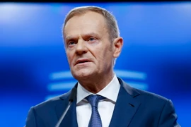 Chủ tịch Hội đồng châu Âu Donald Tusk phát biểu trong cuộc họp báo tại Brussels, Bỉ. (Nguồn: THX/TTXVN)