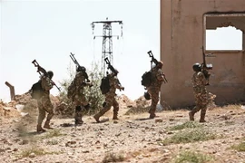 Các tay súng nổi dậy thuộc Mặt trận Giải phóng Quốc gia (NLF) ở Syria ở tỉnh Idlib ngày 11/9/2018. (Ảnh: AFP/TTXVN)