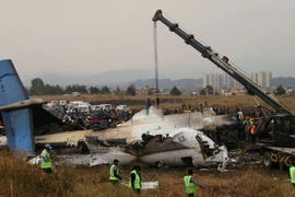 Hiện trường vụ rơi máy bay. (Nguồn: THX/TTXVN)