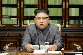 Nhà lãnh đạo Triều Tiên Kim Jong-un phát biểu tại Bình Nhưỡng. (Nguồn: Yonhap/TTXVN)