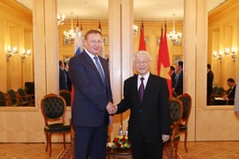 Tổng Bí thư Nguyễn Phú Trọng tiếp Tổng Giám đốc Tập đoàn Zarubezneft Sergey Kudryashov. Ảnh: Trí Dũng - TTXVN