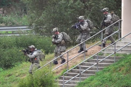 Binh sỹ Mỹ trong một cuộc diễn tập tại Pocheon, Hàn Quốc. (Nguồn: AFP/TTXVN)