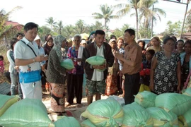 Phát quà cho Việt kiều và người dân Campuchia nghèo. (Ảnh minh họa. Xuân Khu/Vietnam+)