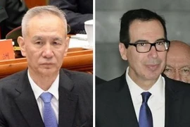 Phó Thủ tướng Trung Quốc Lưu Hạc (trái) và Bộ trưởng Tài chính Mỹ Steven Mnuchin. (Nguồn: Kyodo/TTXVN)