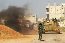 Binh sỹ Syria tại thị trấn Nuaimeh, gần cửa khẩu Nasib. (Ảnh minh họa. Nguồn: THX/TTXVN)