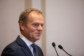 Chủ tịch Hội đồng châu Âu Donald Tusk phát biểu tại một hội nghị ở Krakow, Ba Lan. (Ảnh: PAP/TTXVN)