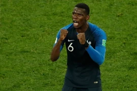 Cầu thủ Pháp Paul Pogba mừng chiến thắng trong trận bán kết World Cup 2018 giữa Pháp và Bỉ tại Saint Petersburg, Nga ngày 10/7. (Ảnh: AFP/TTXVN)