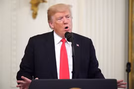  Tổng thống Mỹ Donald Trump phát biểu tại một sự kiện ở Washington, DC ngày 22/8. (Ảnh: AFP/TTXVN)