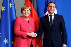 Thủ tướng Đức Angela Merkel và Tổng thống Pháp Emmanuel Macron. (Nguồn: Reuters)