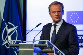 Chủ tịch Hội đồng châu Âu (EC) Donald Tusk phát biểu tại cuộc họp báo ở Brussels, Bỉ ngày 10/7. (Ảnh: AFP/TTXVN)