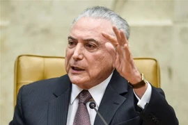Tổng thống Brazil Michel Temer phát biểu tại phiên ở Brasilia ngày 4/10/2018. 9Ảnh: AFP/TTXVN)