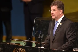 Chủ tịch Đại Hội đồng Liên hợp quốc Miroslav Lajcak phát biểu tại trụ sở Liên hợp quốc ở New York, Mỹ. (Ảnh: AFP/TTXVN)