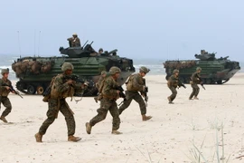 Binh sỹ Mỹ tham gia cuộc tập trận của NATO ở Nemirseta, Lithuania ngày 4/6. (Ảnh: AFP/TTXVN)