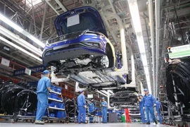Dây chuyền lắp ráp xe ôtô của Volkswagen. (Ảnh: THX/TTXVN)