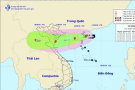 Hướng đi của cơn bão. (Nguồn: TTXVN phát)