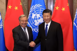 Tổng Thư ký Liên hợp quốc Antonio Guterres và Chủ tịch Trung Quốc Tập Cận Bình. (Nguồn: news.un.org)