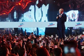 Tổng thống Nga Vladimir Putin phát biểu tại một diễn đàn ở Moskva ngày 15/3. (Nguồn: AFP/TTXVN)