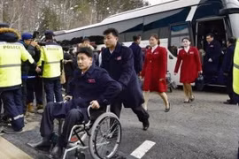 Phái đoàn Triều Tiên tới PyeongChang, Hàn Quốc để tham dự Paralympic PyeongChang 2018 ngày 7/3. (nguồn: Yonhap/TTXVN.)