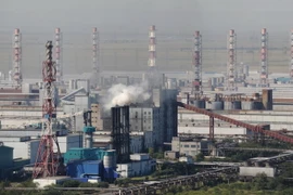Toàn cảnh nhà máy sản xuất nhôm Rusal Sayanogorsk ở Sayanogorsk, Nga. (Nguồn: AFP/TTXVN)