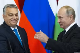 Thủ tướng Hungary Viktor Orban (trái) và Tổng thống Nga Vladimir Putin tại Điện Kremlin ở Moskva. (Nguồn: AP)