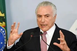 Tổng thống Brazil Michel Temer bác bỏ những cáo buộc chống lại ông tại Brasilia, Brazil. (Nguồn: AFP/TTXVN)