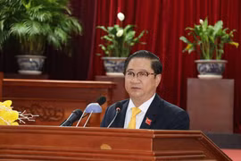 Ông Trần Việt Trường, Phó Bí thư Thành ủy tái đắc cử chức danh Chủ tịch UBND thành phố Cần Thơ, nhiệm kỳ 2021-2026. (Ảnh: Ngọc Thiện/TTXVN)