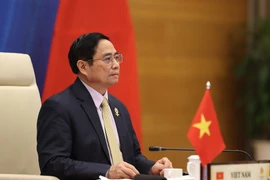 Thủ tướng Chính phủ Phạm Minh Chính tham dự và phát biểu tại Hội nghị cấp cao ASEAN-Trung Quốc lần thứ 24. (Ảnh: Dương Giang/TTXVN) 