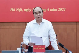 Chủ tịch nước Nguyễn Xuân Phúc, Trưởng Ban Chỉ đạo Cải cách Tư pháp Trung ương phát biểu. (Ảnh: Thống Nhất/TTXVN) 