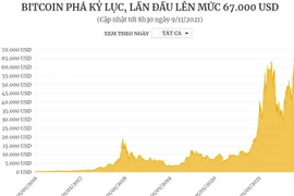 [Infographics] Bitcoin phá kỷ lục, lần đầu lên mức 67.000 USD
