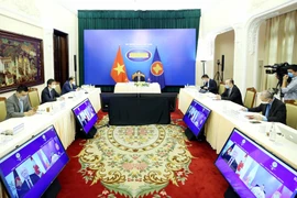 Quang cảnh hội nghị tại đầu cầu Hà Nội. (Ảnh: Phạm Kiên/TTXVN)