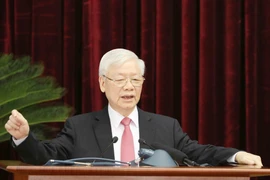 Tổng Bí thư, Chủ tịch nước Nguyễn Phú Trọng phát biểu khai mạc Hội nghị. (Ảnh: Phương Hoa/TTXVN)