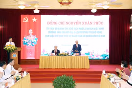 Chủ tịch nước Nguyễn Xuân Phúc phát biểu tại buổi làm việc với Ban Cán sự đảng Tòa án Nhân dân tối cao. (Ảnh: Phạm Kiên/TTXVN) 
