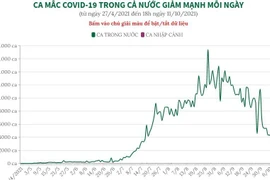 [Infographics] Ca mắc COVID-19 trong cả nước giảm mạnh mỗi ngày