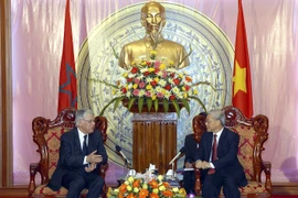 Chủ tịch Quốc hội Nguyễn Phú Trọng tiếp Thủ tướng Maroc Abbas El Fassi thăm chính thức Việt Nam (Hà Nội, 24/11/2008). (Ảnh: Nhan Sáng/TTXVN) 